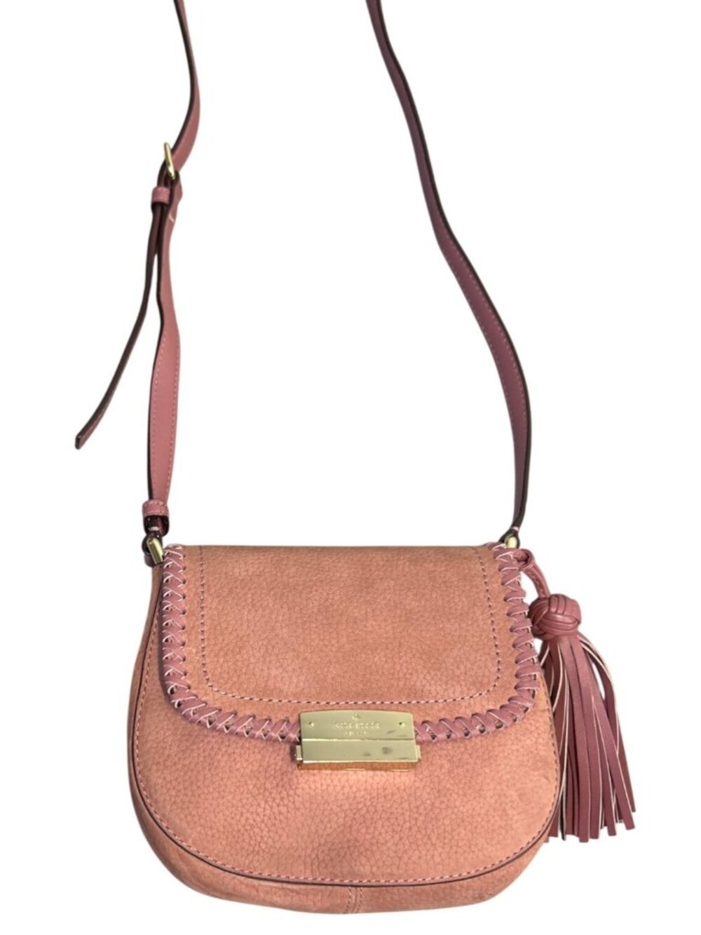 Kate Spade New York Adalise Somerton Crossbody Bag Pink Suede Leather Coquette - Picture 4 of 16
